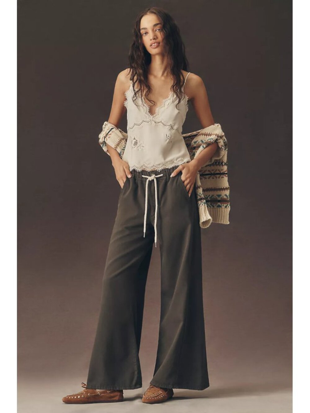 NWT Pilcro Anthropologie Adi black mid rise wide leg pants